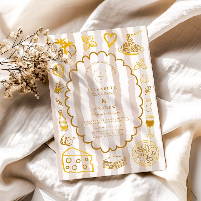 Neutral Italian Food Wedding Design Invitation (Creator Uploaded)