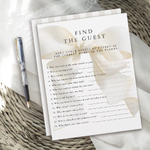 Neutral Ivory Bow Baby Shower Game Find the Guest