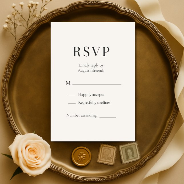 Neutral Ivory Minimalist Wedding RSVP  Card (Creator Uploaded)
