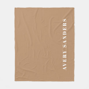Neutral Khaki Simple Modern Personalized Name  Fleece Blanket