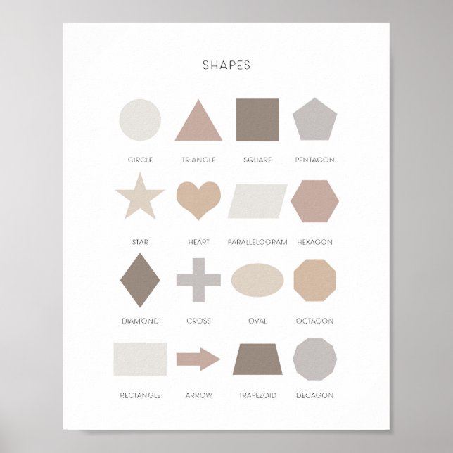 Neutral kids shapes learning poster (Front)