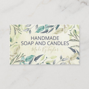 Neutral Leaves Natural Handmade Soap And Candles Business Card