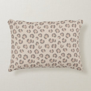 Neutral Leopard Print Pattern Accent Pillow