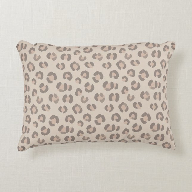 Neutral Leopard Print Pattern Accent Pillow (Front)