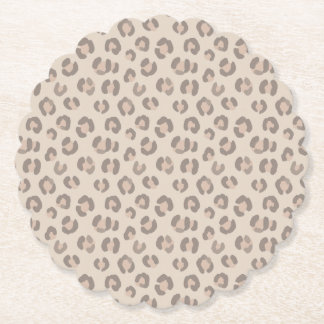 Neutral Leopard Print Pattern Paper Coaster