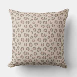 Neutral Leopard Print Pattern Throw Pillow