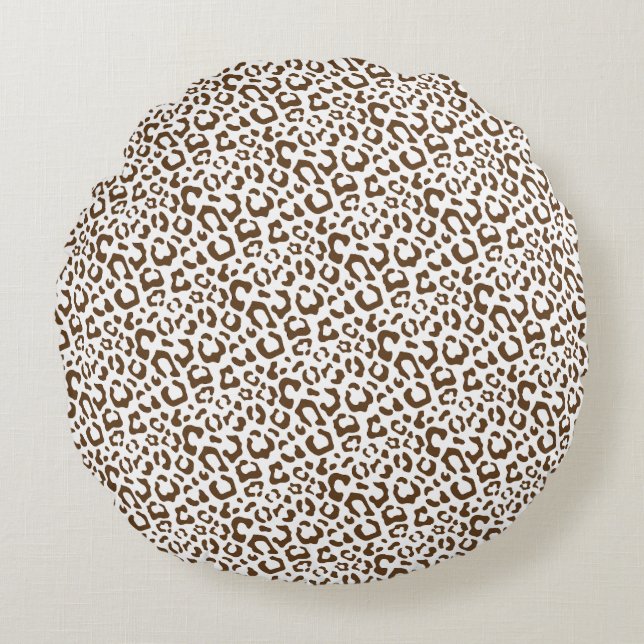 Neutral Leopard Spot Seamless Pattern Round Pillow (Front)