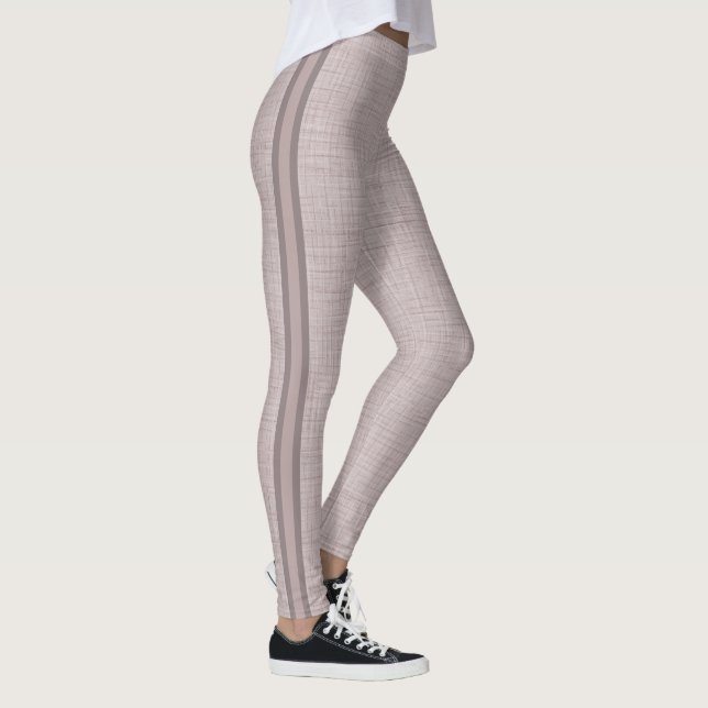Neutral Linen Pattern in Soft Blush Pink Leggings (Right)