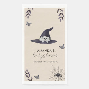 Neutral Little Boo Witch Hat Baby Shower Napkin