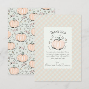 Neutral Little Pumpkin Baby Shower Thank You Card