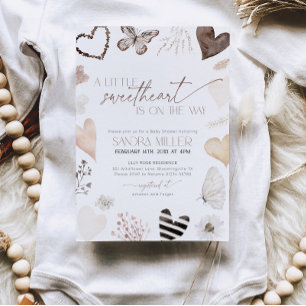 Neutral Little Sweetheart Valentine Baby Shower Invitation