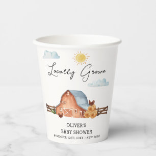 Neutral Locally Grown Farm Barn Baby Shower  Paper Cups