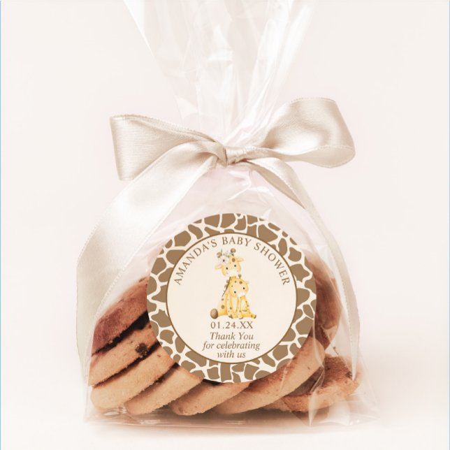 Neutral Mama and Baby Giraffe Classic Round Sticke Classic Round Sticker (Creator Uploaded)