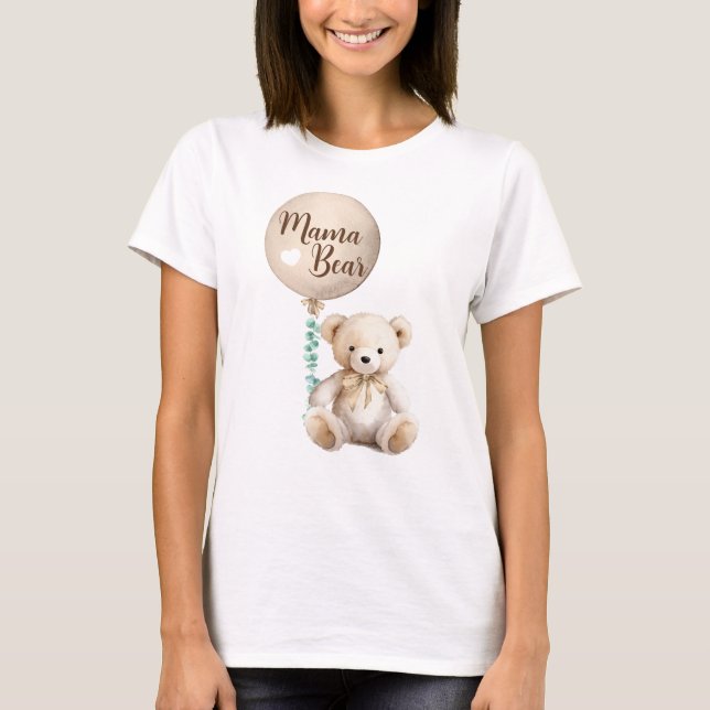Neutral Mama Bear Baby Shower T-Shirt (Front)