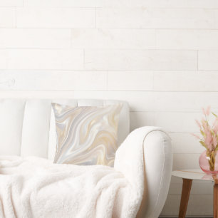 Neutral Marble Swirl Throw Pillow Modern Beige A
