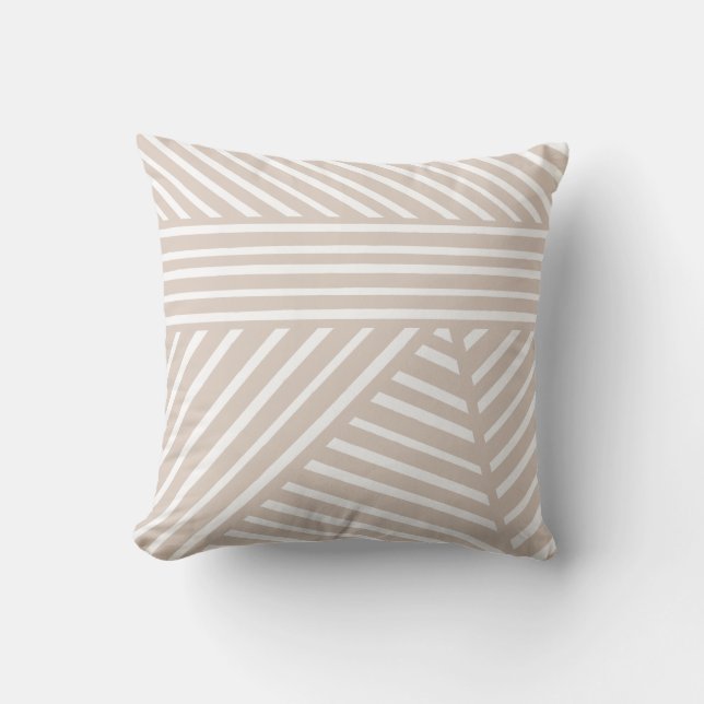 Neutral Mauve Minimalist Stripe Throw Pillow (Front)