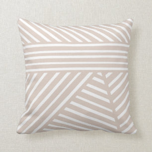 Neutral Mauve Minimalist Stripe Throw Pillow