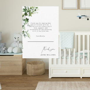 Neutral Message Greenery Baby Shower Thank You  Card