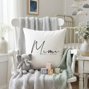 Neutral Mimi EST Year Keepsake Family Script Throw Pillow