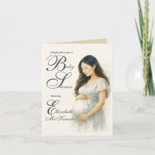 Neutral Minimal Baby Shower Asian Mom to be Invitation
