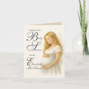 Neutral Minimal Baby Shower Blode Mom to be Invitation