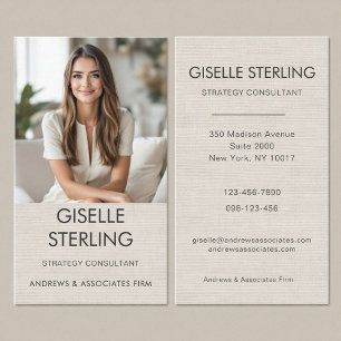 Neutral Minimal Linen Professional Photo Modern  Business Card