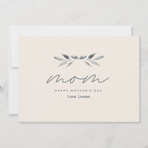 Neutral Minimal Watercolor Leaf Happy Mother’s Day Card