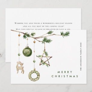 Neutral Minimalist Boho Christmas Composition Holi Holiday Card