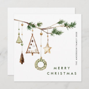 Neutral Minimalist Boho Christmas Composition Holiday Card