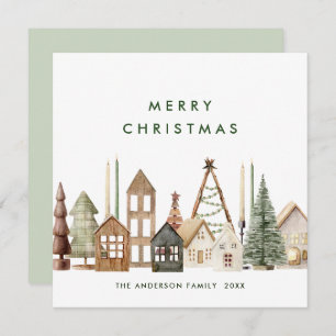 Neutral Minimalist Boho Christmas Composition Holiday Card