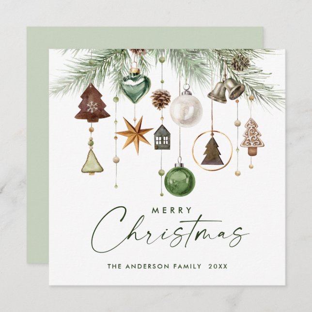 Neutral Minimalist Boho Christmas Composition Holiday Card (Front/Back)