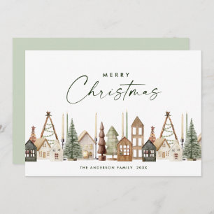 Neutral Minimalist Boho Christmas Composition Holiday Card