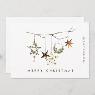 Neutral Minimalist Boho Christmas Composition Holiday Card