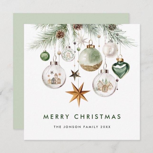 Neutral Minimalist Boho Christmas Composition Holiday Card (Front/Back)
