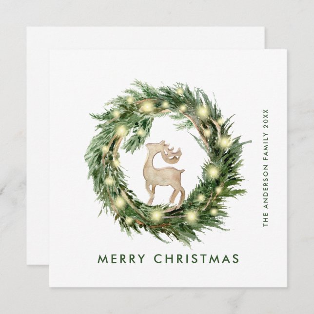 Neutral Minimalist Boho Christmas Composition Holiday Card (Front/Back)