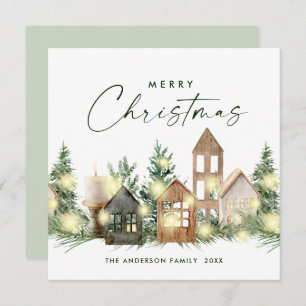 Neutral Minimalist Boho Christmas Composition Holiday Card