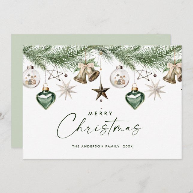 Neutral Minimalist Boho Christmas Composition Holiday Card (Front/Back)