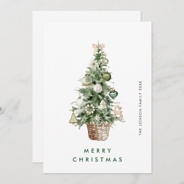 Neutral Minimalist Boho Christmas Composition Holiday Card (Front/Back)
