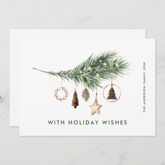 Neutral Minimalist Boho Christmas Composition Holiday Card (Front/Back)
