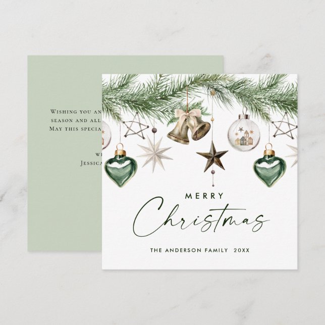 Neutral Minimalist Boho Christmas Composition Holiday Card (Front/Back)