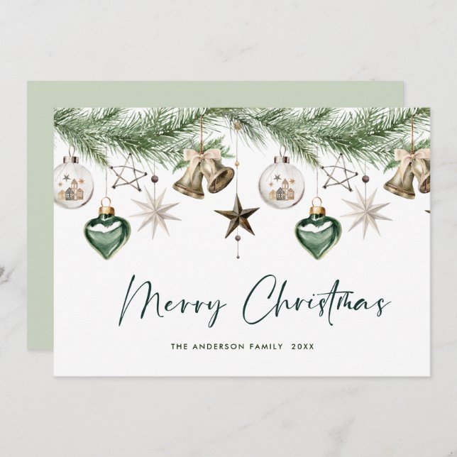 Neutral Minimalist Boho Christmas Composition Holiday Card (Front/Back)