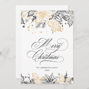 Neutral Minimalist Boho Christmas Composition Holiday Card