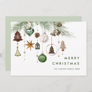 Neutral Minimalist Boho Christmas Composition Holiday Card