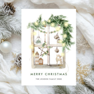 Neutral Minimalist Boho Christmas Composition Holiday Card