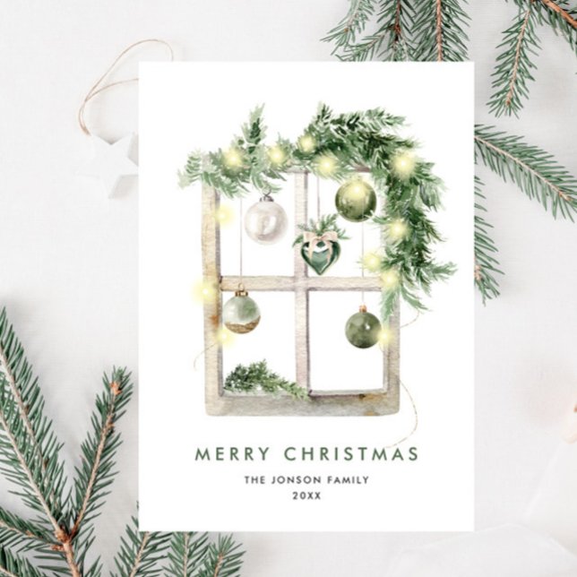 Neutral Minimalist Boho Christmas Composition Holiday Card (Creator Uploaded)
