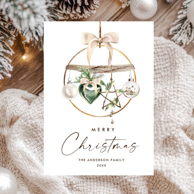 Neutral Minimalist Boho Christmas Composition Holiday Card (Creator Uploaded)