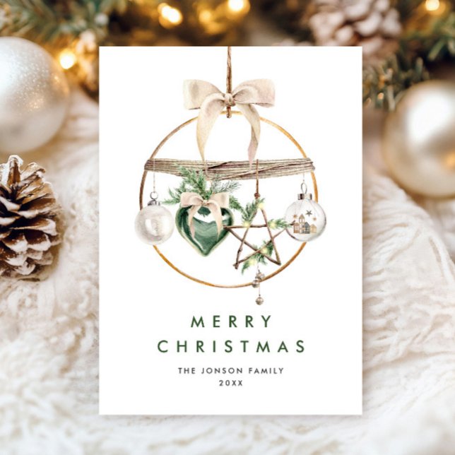 Neutral Minimalist Boho Christmas Composition Holiday Card (Creator Uploaded)