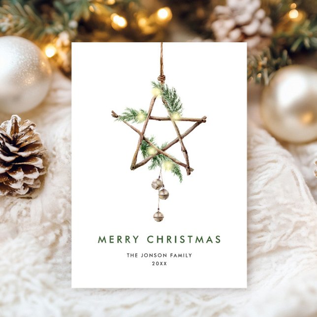 Neutral Minimalist Boho Christmas Composition Holiday Card (Creator Uploaded)