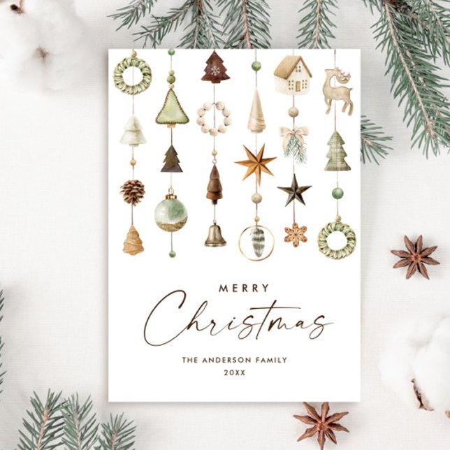 Neutral Minimalist Boho Christmas Composition Holiday Card (Creator Uploaded)