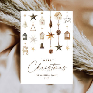 Neutral Minimalist Boho Christmas Composition Holiday Card